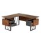 Homeroots 59" Walnut Wood and Stainless Steel L Shape Computer Desk With Two Drawers 723747 - alternate 6