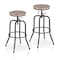 Homeroots Set of Two Walnut and Black Wood and Iron Backless Adjustable Height Swivel Bar Chairs 610391 - alternate 8