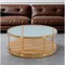 Homeroots 43" Clear Gold And Brown Glass Wood and Metal Round Coffee Table With Shelf 520588 - alternate 1