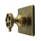 Kingston Brass Single-Handle Six-Way Diverter Valve with Knurled Handle and Square Trim Kit, Antique Brass KS4043RKZ - alternate 1