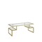 Homeroots 45" Gold Glass And Steel Coffee Table With Two Shelves 521985 - alternate 4