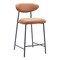 Homeroots Set of Two 25" Brown and Black Faux Leather and Steel Low Back Counter Height Bar Chairs, 2PK 565000 - alternate 1