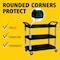 Rubbermaid Commercial Dual-Handle Utility Cart with Lipped Plastic Shelves, Plastic, 300 lb Load Capacity, 3 Shelves FG409100BLA - alternate 5