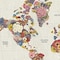 Homeroots 48" x 32" Fun Floral Map of the World Canvas Wall Art 399065 - alternate 3