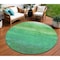 Homeroots 8' Green And Mint Green Round Abstract Washable Indoor Outdoor Area Rug 618144 - alternate 1