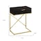 Homeroots 24" Gold And Black Wood And Metal End Table With Drawer 333225 - alternate 4