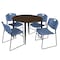 Regency Round Kahlo Breakroom Table W/ 4 Zeng Stack Chairs, 48 in W, 48 in L, Neo Walnut TPL48RNDNWBK44BE - alternate 1