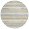 Homeroots 8' Ivory Beige And Green Round Striped Washable Indoor Outdoor Area Rug 598904 - alternate 8