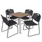 Regency Square Kee Breakroom Table W/ 4 Zeng Stack Chairs, 30 in W, 30 in L, Noble Oak TB3030NOBPCM44BK - alternate 1