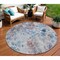 Homeroots 8' Navy Blue And Sky Blue Round Floral Washable Indoor Outdoor Area Rug 583102 - alternate 1