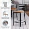 Flash Furniture HERCULES Black Ladder Back Metal Restaurant Counter Stool - Natural Wood Seat XU-DG697BLAD-24-NATW-GG - alternate 6