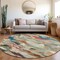 Homeroots 8' Green Teal Blue And Terra Cotta Round Abstract Washable Indoor Outdoor Area Rug 603127 - alternate 8