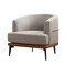 Homeroots 29" Beige Terra Cotta and Black Linen Upholstered Wood Barrel Chair 653113 - alternate 7