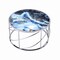 Homeroots 33" Blue and Silver Wood and Iron Faux Marble Geometric Frame Round Coffee Table 572211 - alternate 6