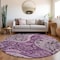 Homeroots 8' Purple And Charcoal Round Floral Medallion Washable Indoor Outdoor Area Rug 603193 - alternate 7