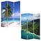 Homeroots 72" Blue And Green Canvas Folding Three Panel Screen Room Divider 277088 - alternate 6