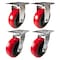 Hyw Products Heavy Duty Caster Set 6in Polyurethane on Plastic Wheels, 2 Rigid & 2 Swivel, 4PK 40-60R-A1-PU-2,40-60S-A1-PU-2 - alternate 1