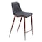 Homeroots Set of Two 26" Black And Brown Faux Leather And Steel Counter Height Bar Chairs 555684 - alternate 5