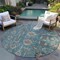 Homeroots 8' Teal Blue Aqua And Beige Round Oriental Washable Indoor Outdoor Area Rug 582136 - alternate 8