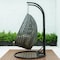 Leisuremod Charcoal Wicker Hanging 2 person Egg Swing Chair with Taupe Cushions ESCCH-57TP - alternate 9
