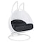 Leisuremod White Wicker Hanging 2 person Egg Swing Chair, Black ESCW-57BL - alternate 7