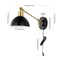 Jonathan Y Lisa 18" Swing Arm 1-Light Modern Midcentury Iron USB Charging Port LED Sconce, Black/Brass Gold JYL1301B - alternate 12
