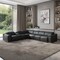 Homeroots Black Italian Leather Power Reclining U Shaped Seven Piece Corner Sectional With Console 476594 - alternate 6