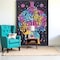 Homeroots 80" X 56" Black Pink And Yellow Elephant Mandala Cotton Hanging Tapestry 397200 - alternate 3