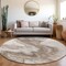 Homeroots 8' Taupe And Silver Round Abstract Washable Indoor Outdoor Area Rug 618348 - alternate 8