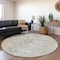 Homeroots 8' Gray Ivory And Gold Round Damask Washable Indoor Outdoor Area Rug 599420 - alternate 5