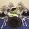 Smarty Had A Party Black with Gold Edge Rim Plastic Dinnerware Value Set (120 Dinner Plates + 120 Salad Plates), 240PK 110BGVP-CASE - alternate 1