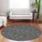 Homeroots 8' Black And Ivory Round Geometric Washable Indoor Outdoor Area Rug 602343 - alternate 9