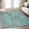 Homeroots 9' X 12' Teal Blue And Gray Geometric Washable Indoor Outdoor Area Rug 594591 - alternate 6