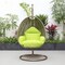 Leisuremod Beige Wicker Hanging Egg Swing Chair with Light Green Cushions ESCBG-40LG - alternate 8