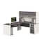 Bestar L Shaped Desk L-Shape Workstation, 82.9" D X 65.9" H, 71.1" W X Melamine, Slate/Sandstone 93859-59 - alternate 1