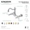 Kingston Brass Two-Handle Wall Mount Bridge Kitchen Faucet, Brushed Brass KS1267BPL - alternate 5