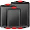 Bakkenmaster BAKKEN 3-Piece Cookie Sheets Set, Nonstick Carbon Steel, Silicone Handles, Non-Toxic, Black BKB3SPS3 - alternate 1