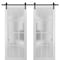 Sartodoors Sturdy Double Barn Door with Frosted Glass 12 Lites, Felicia 3312 Matte White, 13FT Rail Hangers H FELICIA3312DB-WS-8496 - alternate 1
