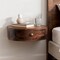 Homeroots 16" Walnut Solid Wood Round One Drawer Floating Nightstand 722580 - alternate 4