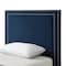 Homeroots Navy Blue Solid Wood Twin Upholstered Velvet Bed with Nailhead Trim 544793 - alternate 8