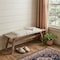 Homeroots 50" White and Brown Cotton Upholstered Striped Bench 548263 - alternate 10
