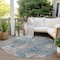 Homeroots 8' Round Teal and Taupe Round Abstract Washable Non Skid Indoor Outdoor Area Rug 564292 - alternate 6