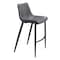 Homeroots Set of Two 30" Dark Gray And Black Faux Leather And Steel Bar Height Bar Chairs 555676 - alternate 7
