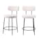 Homeroots Set of Two 25" Ivory and Black Shearling and Steel Low Back Counter Height Bar Chairs 555722 - alternate 9