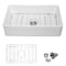 Wrightmaster 33" Apron-Front Farmhouse Single Bowl White Ceramic Kitchen Sink w/Bottom Grids and Basket Strainer ZOR-AW33209DS - alternate 1