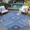 Homeroots 8' Blue Gray And Ivory Round Tribal Washable Indoor Outdoor Area Rug 598102 - alternate 6