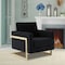 Leisuremod Lincoln Velvet Accent Armchair with Gold Frame, Midnight Black LA31BL - alternate 7