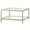 Homeroots 32" Gold Glass And Steel Square Coffee Table With Shelf 520951 - alternate 7