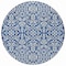 Homeroots 8' Navy Blue And Ivory Round Damask Washable Indoor Outdoor Area Rug 595171 - alternate 7