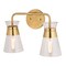 Vaxcel Harper 15 in W 2-Light Brass Gold Mid-Century Modern Bathroom Vanity Light Wall Fixture W0471R - alternate 1